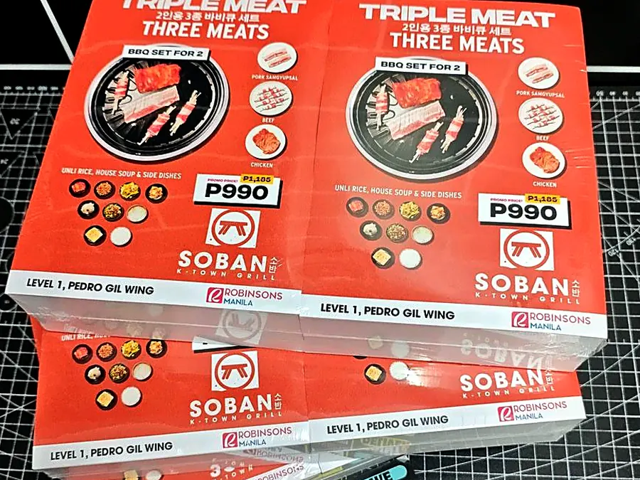 Restaurant promo flyers bundled per stack